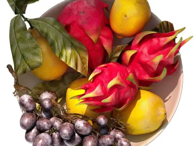 bowl of tropical fruits 10 3D model