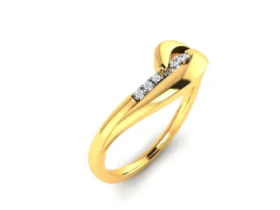Band 3dm Render Details diamond ring gold 3D print model 4
