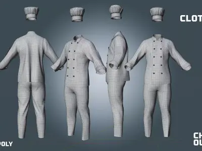 chef outfits - clothyfic  Low-poly 3D model