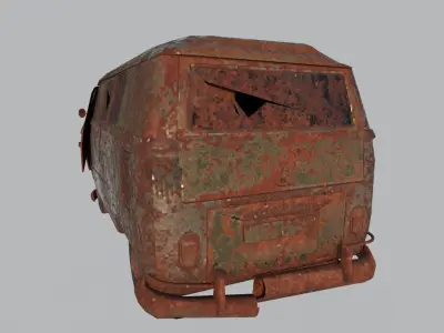 Old ruined Wrecked Volkswagen Game Ready Model Low-poly 3D model Low-poly 3D model