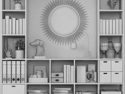 Set-185 sunburst mirror on wall 3D model
