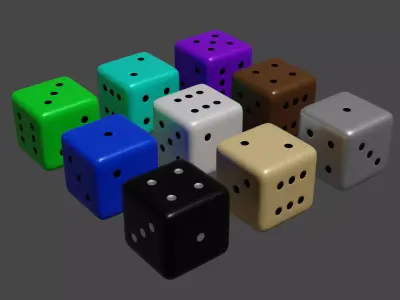 9 Game Dices Low-poly 3D model