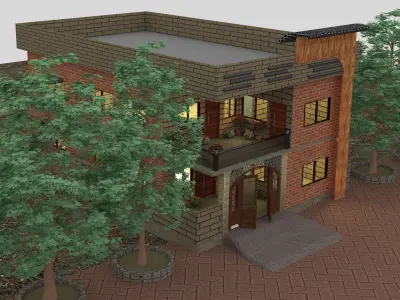 3D HOUSE DESIGN BEAUTIFUL 4 X ROOMS AND LOUNGE   3D model