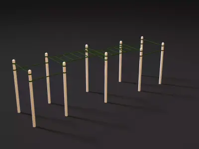 Workout 3 wooden obstacle course 3D model