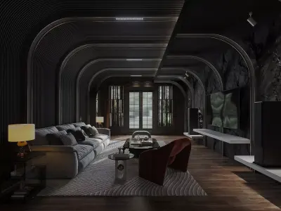 Interior Scene Japandi - 3d Model - Lighting 3D model