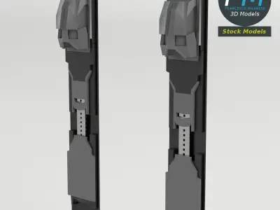 Nordic skis with poles 3D model