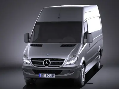 Mercedes Sprinter II van short high VRAY 3D model