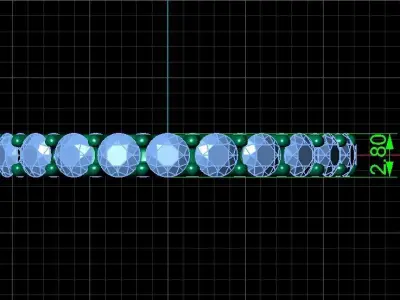 U Shaped Eternity Ring 2 point 8 mm stone size swiss 20 and EU60 3D print model
