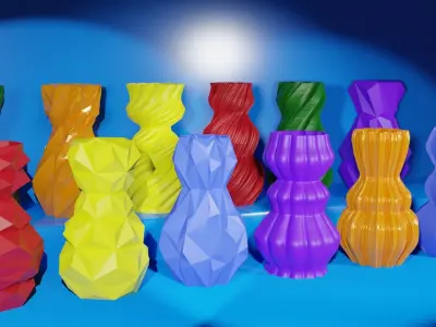 3D Printed Vase Models - 12 pieces 3D print model