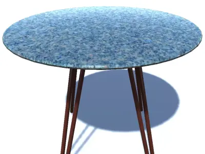Table 3 round glass with wooden legs 3D model