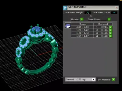 Emerald Halo Gold Ring 3D print model