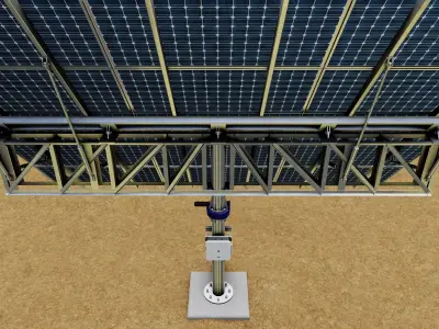 Dual Axis Solar Tracker Pole3x6 Panel Layout Low-poly 3D model