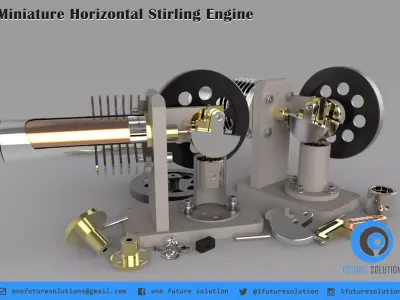 Miniature Horizontal Stirling Engine Free 3D model