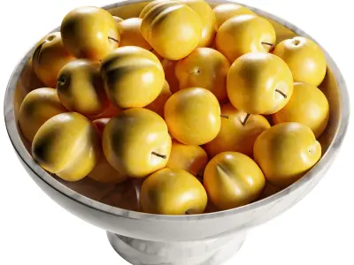 French Marble Bowl with Yellow Plums 3D model