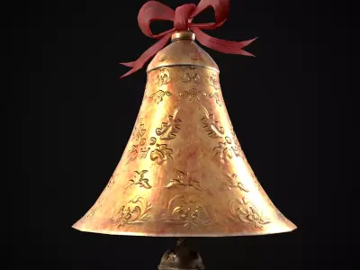 Gold Bell Tree Ornament Low-poly 3D model