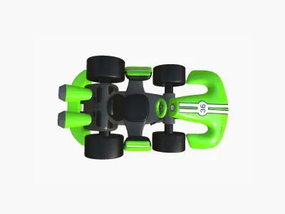 Cartoon Kart D04 Green - Vehicle Racing Design Low-poly 3D model