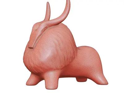 Black Bull Figurine with Gold Horns Low-poly 3D model