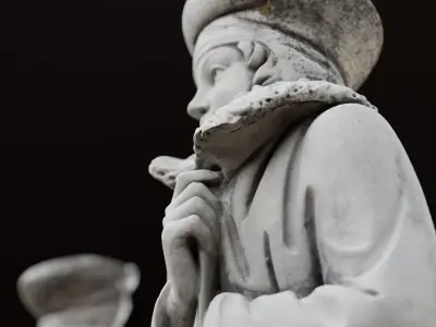 Statue of a woman in a coat Low-poly 3D model