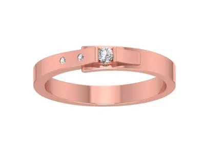 Round Cut Three Stone Wedding Band 3dm STL OBJ FBX Render Detail 3D print model