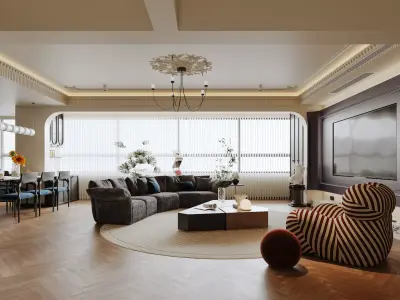 Luxury living room dining room interior scenes 08 3D model