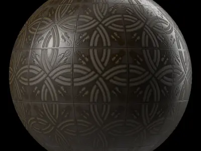 Stone Wall Materials 111- Ornament Ceramic Tile - Pbr Seamless Texture