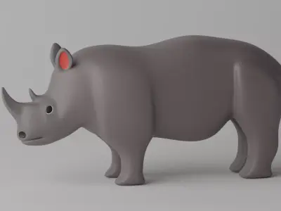 Cartoon Rhinoceros Rhino 3D model