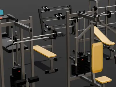 Workout Equipment Pack 3D Model Low-poly 3D model
