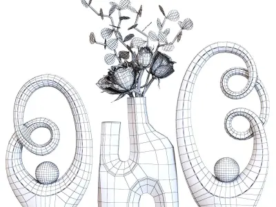 Abstract Decor Orange and Gold 3D model