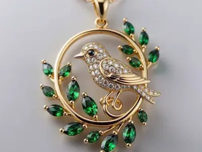 Pendant Bird Pendant Gold Pendant Minimalist USA UK 3D print model