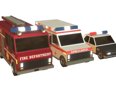 Cartoon cars 3D model