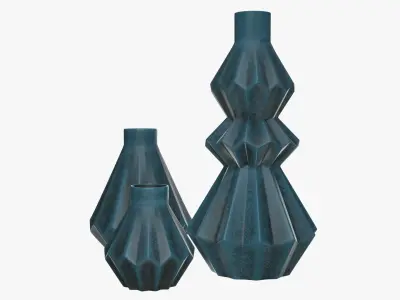 Stone vases shelf decoration 3D model