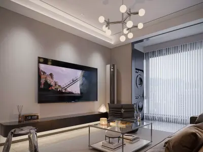 Modern living room dining room bedroom interior scenes 147 3D model