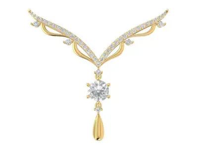 Elegant V Shape Diamond Necklace for Women  1984 3D print model