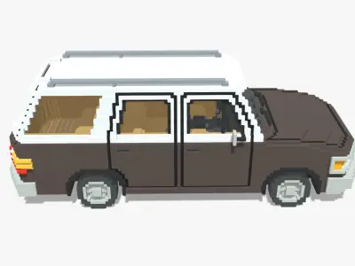 Voxel Wagon Car Low-poly 3D model