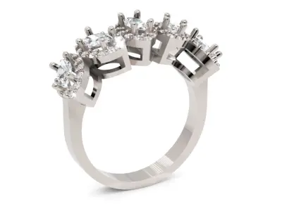 Luxury Marquise Diamond Halo Ring Gold Cocktail Ring 3D print model