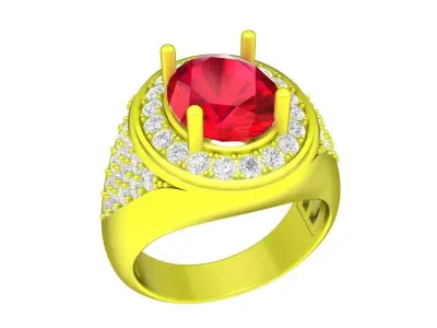 A7846 Oval Ruby Diamond Fashion Women Ring 3D Model 3D print model