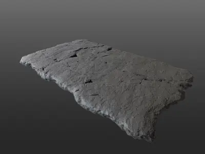 Rectangular black stone plate with golden finishes Low-poly 3D model