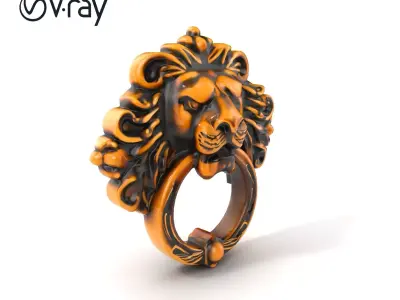 Lion Head Castle Door Knocker Model Pack Low-poly 3D model