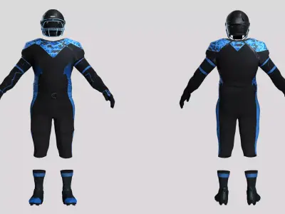 Realistic American Football Outfit- Blue Black Low-poly 3D model