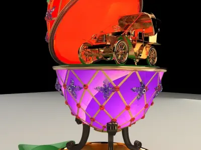 Chinese Gold Ingot with old car 3D model