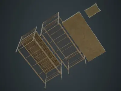 Bunk Bed 1B Low-poly 3D model