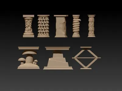 Collection of Various Bulk Display Pedestals 3D print model