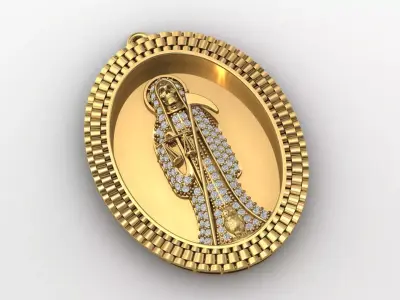  santa muerte holy death small size pendant 3D STL 3DM skull 3D print model