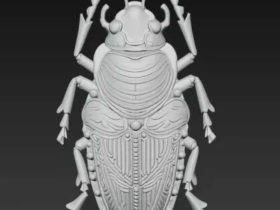 Golden Scarab Ornament - Luxury Insect Relief Sculpture 3D print model