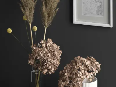 Decor with dry flowers 3D model