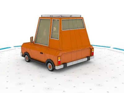 Orange J - Low poly cartoon car 3D model