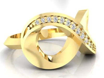 Ring M50 The luxury female ring with gems wedding 3D print model