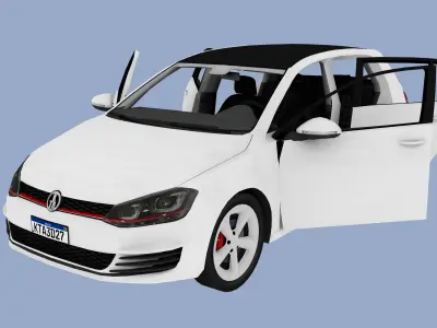 VW GOLF GTI 2014 Low-poly 3D model