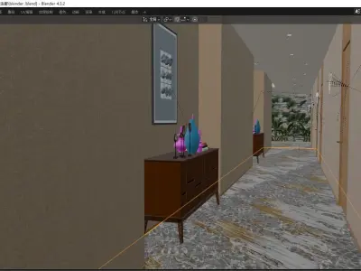 Hotel hallway 3D model