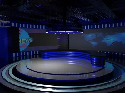 TV Studio News Low-poly 3D model